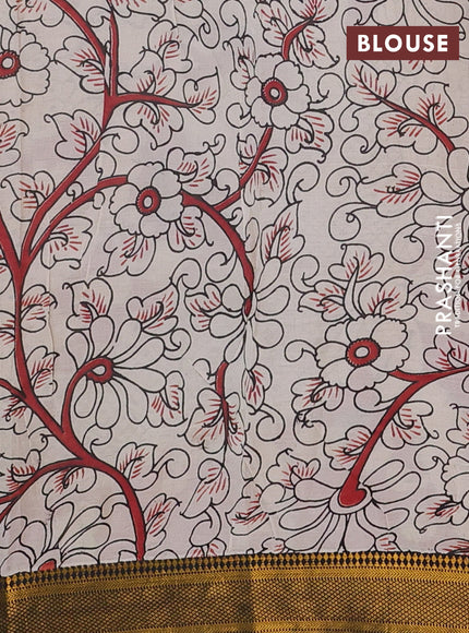 Kalamkari semi silk saree maroon and black with allover pichwai prints and mangalgiri border