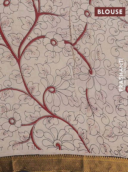 Kalamkari semi silk saree maroon and black with allover prints and mangalgiri border