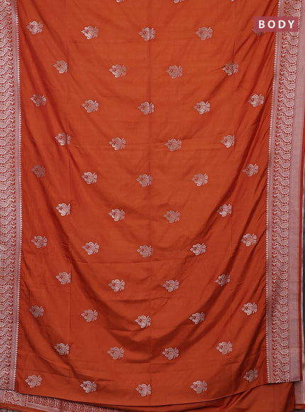 Semi soft silk saree rust shade with zari woven buttas and zari woven border