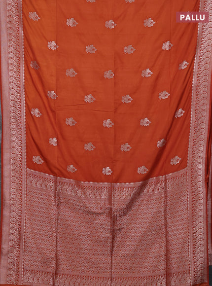 Semi soft silk saree rust shade with zari woven buttas and zari woven border