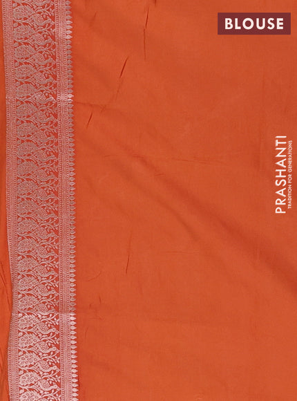 Semi soft silk saree rust shade with zari woven buttas and zari woven border