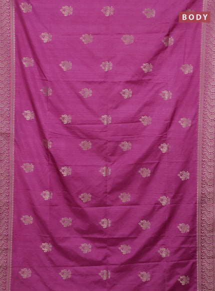 Semi soft silk saree mauve pink with zari woven buttas and zari woven border