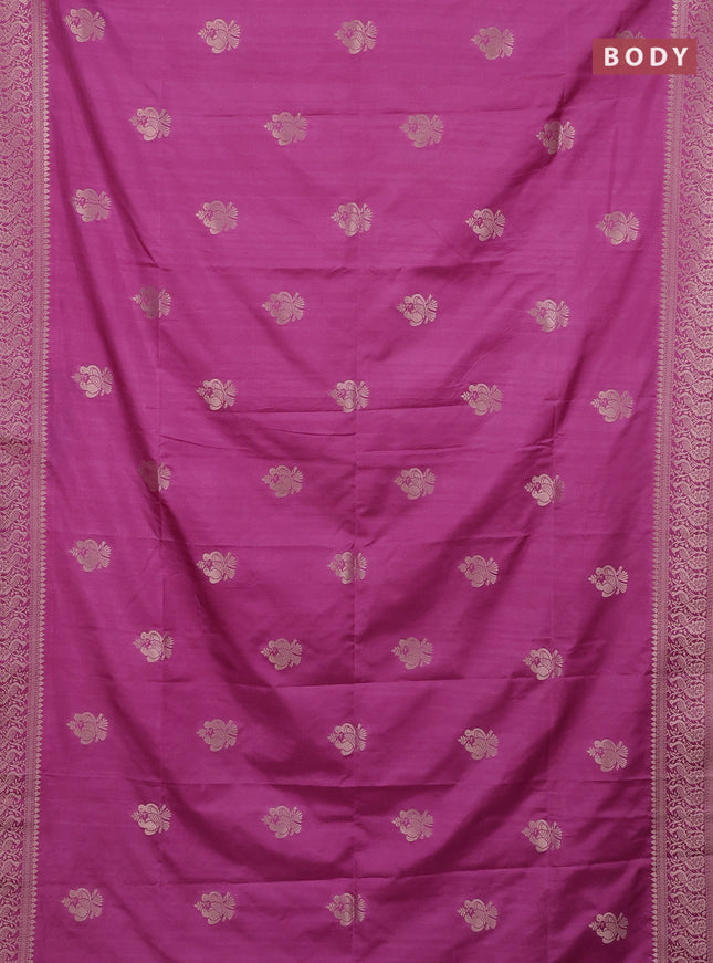 Semi soft silk saree mauve pink with zari woven buttas and zari woven border