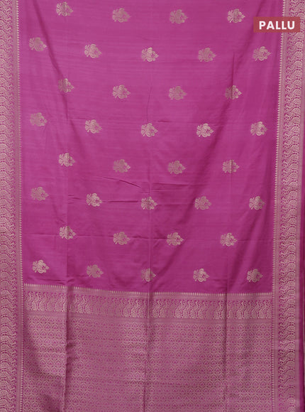 Semi soft silk saree mauve pink with zari woven buttas and zari woven border