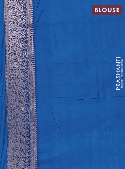 Semi soft silk saree peacock blue with zari woven buttas and zari woven border