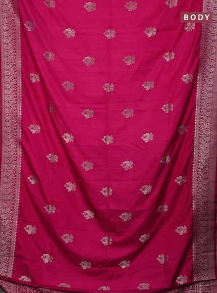 Semi soft silk saree dark pink with zari woven buttas and zari woven border