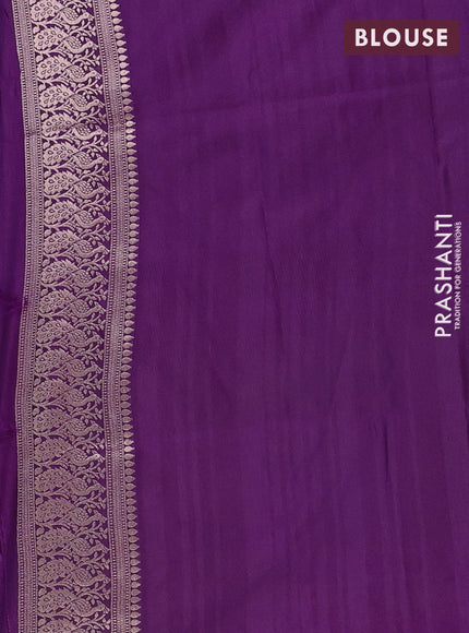 Semi soft silk saree deep purple with zari woven buttas and zari woven border