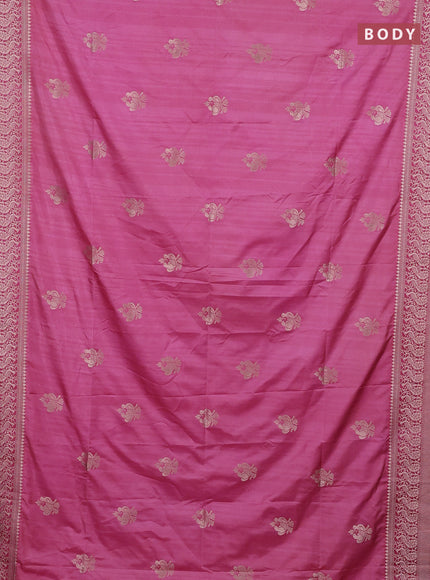 Semi soft silk saree pink shade with zari woven buttas and zari woven border