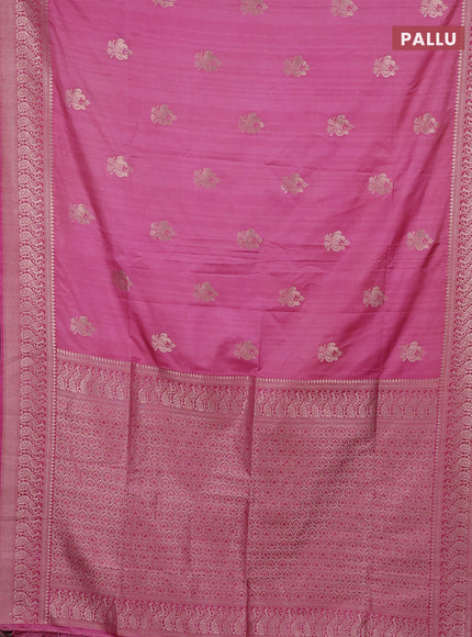 Semi soft silk saree pink shade with zari woven buttas and zari woven border