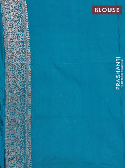 Semi soft silk saree cs blue with zari woven buttas and zari woven border