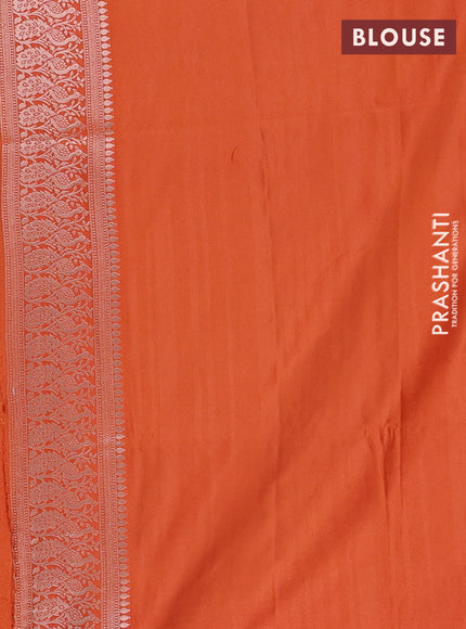 Semi soft silk saree rust shade with zari woven buttas and zari woven border