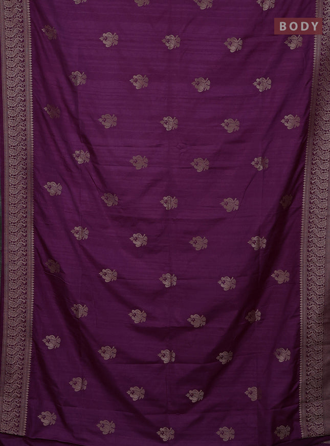Semi soft silk saree magenta pink with zari woven buttas and zari woven border