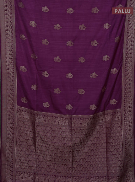 Semi soft silk saree magenta pink with zari woven buttas and zari woven border