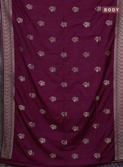 Semi soft silk saree wine shade with zari woven buttas and zari woven border