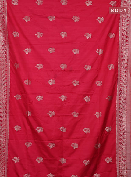 Semi soft silk saree red with zari woven buttas and zari woven border
