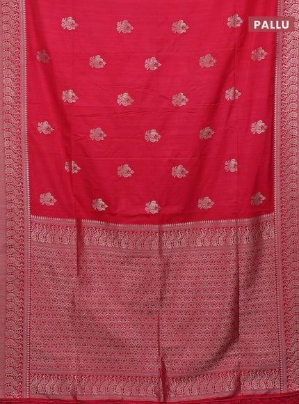Semi soft silk saree red with zari woven buttas and zari woven border