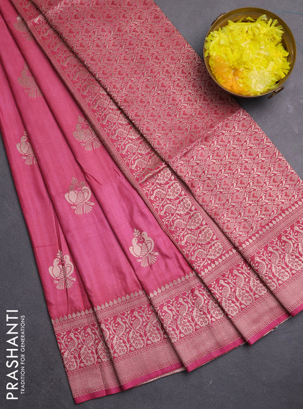 Semi soft silk saree maroon shade with zari woven buttas and zari woven border
