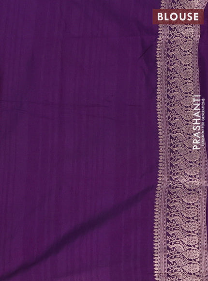 Semi soft silk saree deep purple with zari woven buttas and zari woven border