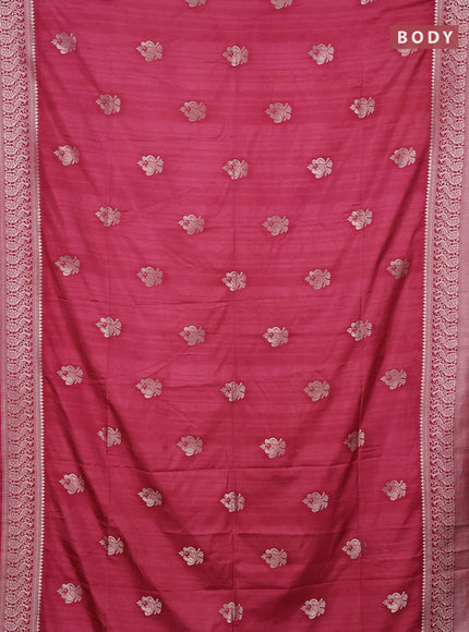 Semi soft silk saree maroon with zari woven buttas and zari woven border