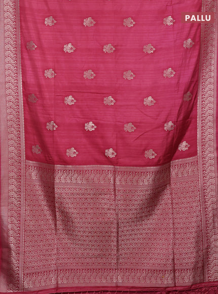 Semi soft silk saree maroon with zari woven buttas and zari woven border