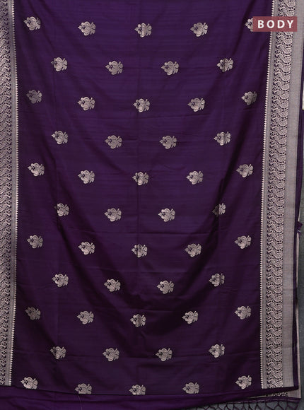 Semi soft silk saree violet with zari woven buttas and zari woven border