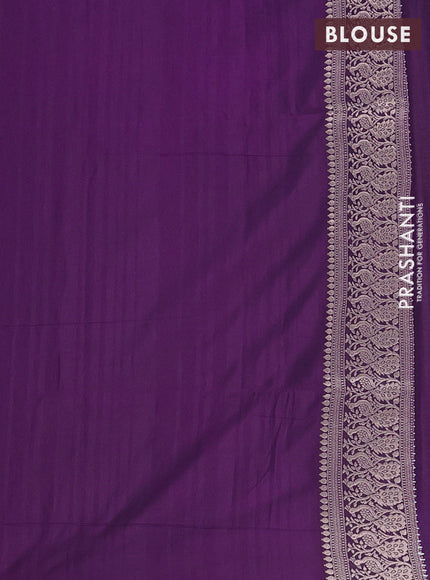 Semi soft silk saree violet with zari woven buttas and zari woven border