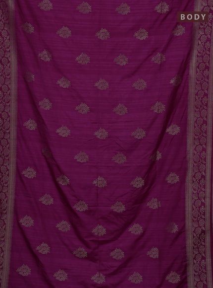 Semi soft silk saree magenta pink with zari woven buttas and zari woven border