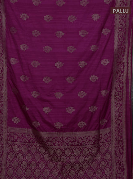 Semi soft silk saree magenta pink with zari woven buttas and zari woven border