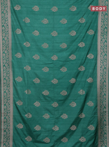 Semi soft silk saree pastel green with zari woven buttas and zari woven border