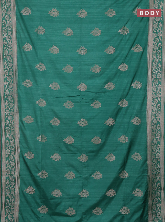 Semi soft silk saree pastel green with zari woven buttas and zari woven border