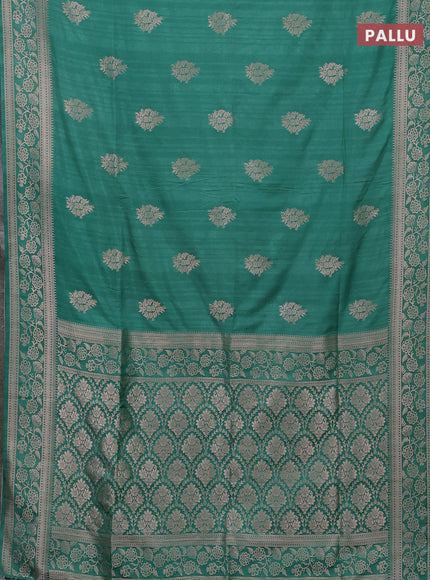 Semi soft silk saree pastel green with zari woven buttas and zari woven border