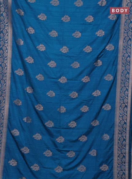 Semi soft silk saree peacock green with zari woven buttas and zari woven border