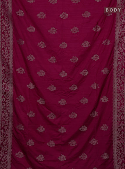 Semi soft silk saree dark pink with zari woven buttas and zari woven border