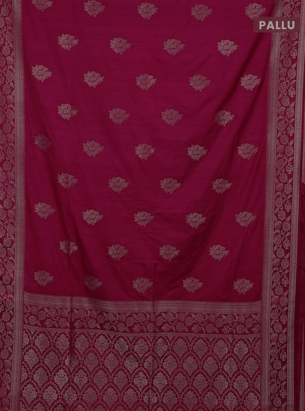 Semi soft silk saree dark pink with zari woven buttas and zari woven border
