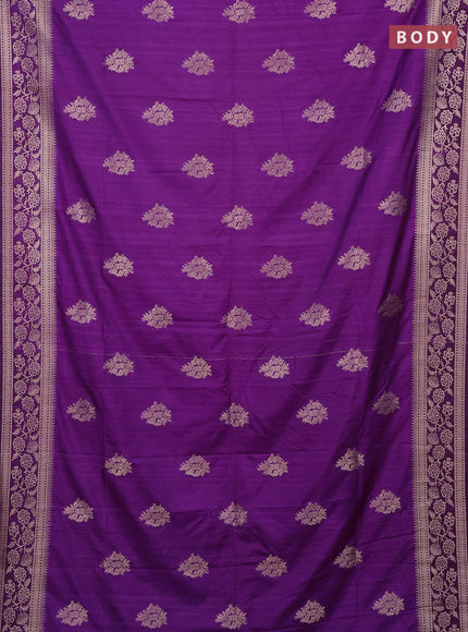 Semi soft silk saree purple with zari woven buttas and zari woven border