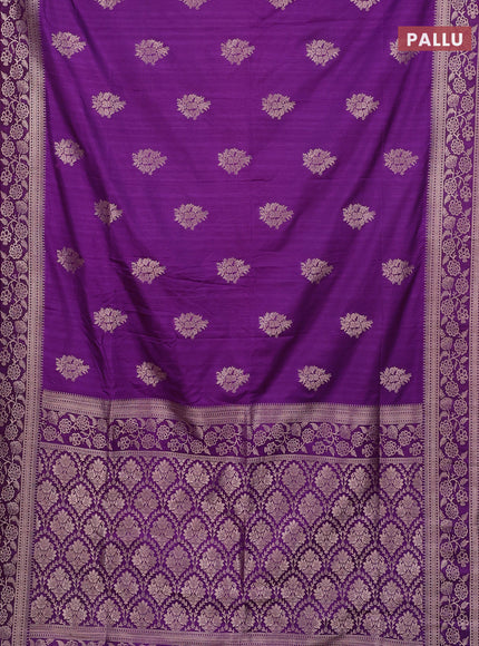 Semi soft silk saree purple with zari woven buttas and zari woven border