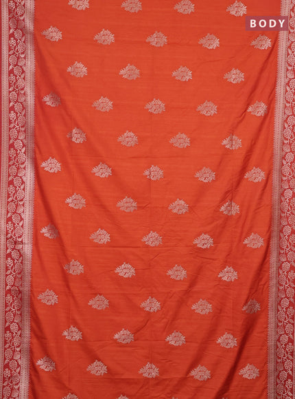 Semi soft silk saree rust shade with zari woven buttas and zari woven border