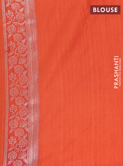 Semi soft silk saree rust shade with zari woven buttas and zari woven border