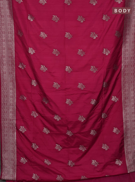 Semi soft silk saree dark pink with zari woven buttas and zari woven border