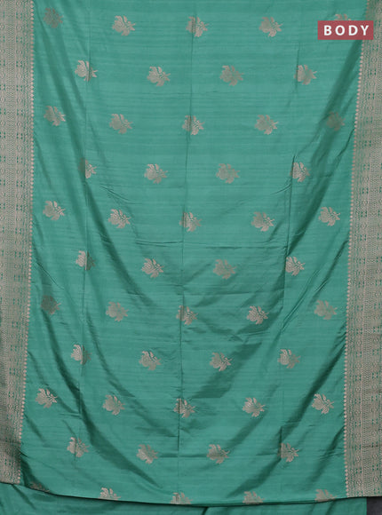 Semi soft silk saree pastel green with zari woven buttas and zari woven border