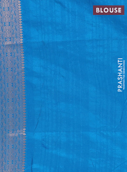 Semi soft silk saree peacock blue with zari woven buttas and zari woven border