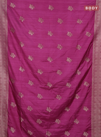 Semi soft silk saree magenta pink with zari woven buttas and zari woven border