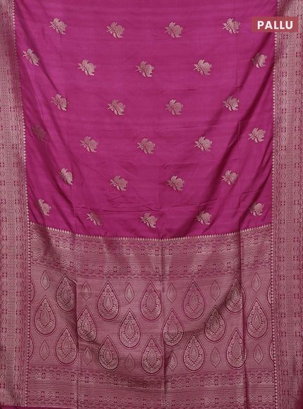 Semi soft silk saree magenta pink with zari woven buttas and zari woven border