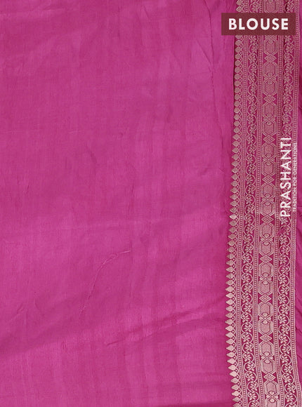 Semi soft silk saree magenta pink with zari woven buttas and zari woven border
