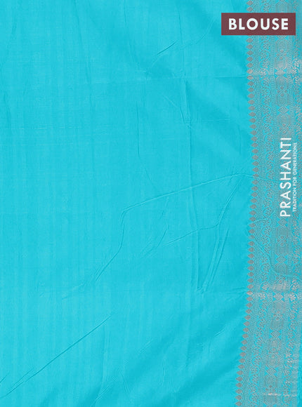 Semi soft silk saree teal green with zari woven buttas and zari woven border
