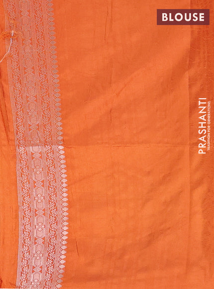 Semi soft silk saree rust shade with zari woven buttas and zari woven border