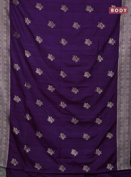 Semi soft silk saree purple with zari woven buttas and zari woven border