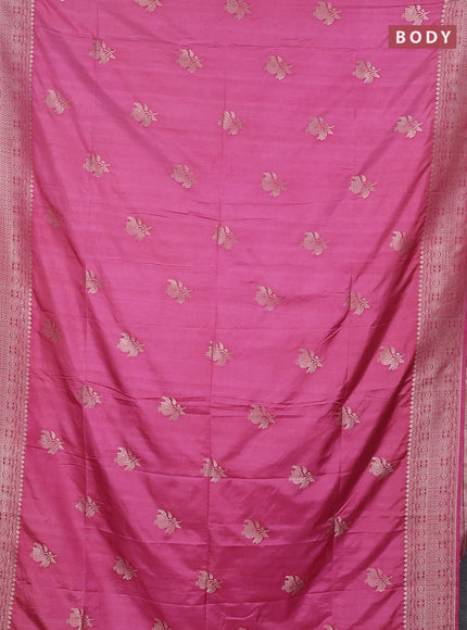 Semi soft silk saree pink shade with zari woven buttas and zari woven border