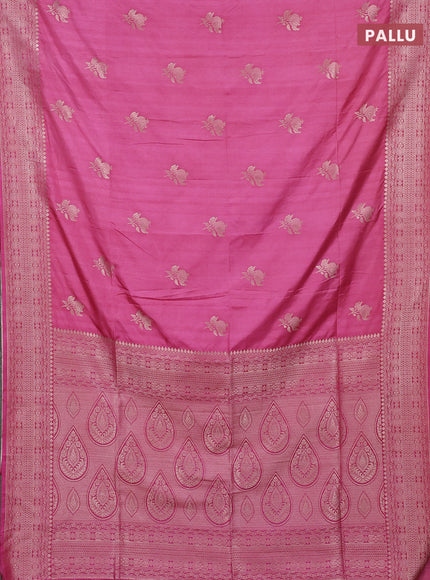 Semi soft silk saree pink shade with zari woven buttas and zari woven border