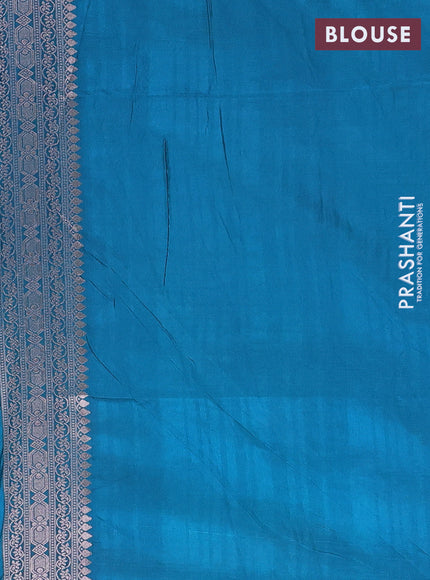 Semi soft silk saree cs blue with zari woven buttas and zari woven border